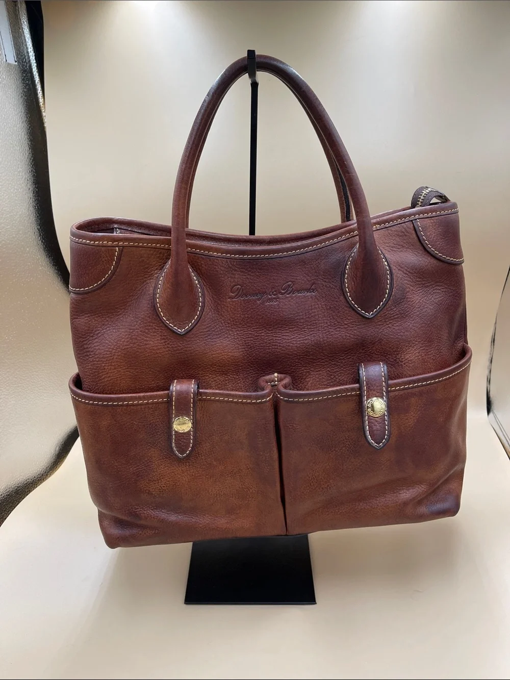Dooney & Bourke Brown Florentine Vacchetta Leather Dual-Pocket Tote